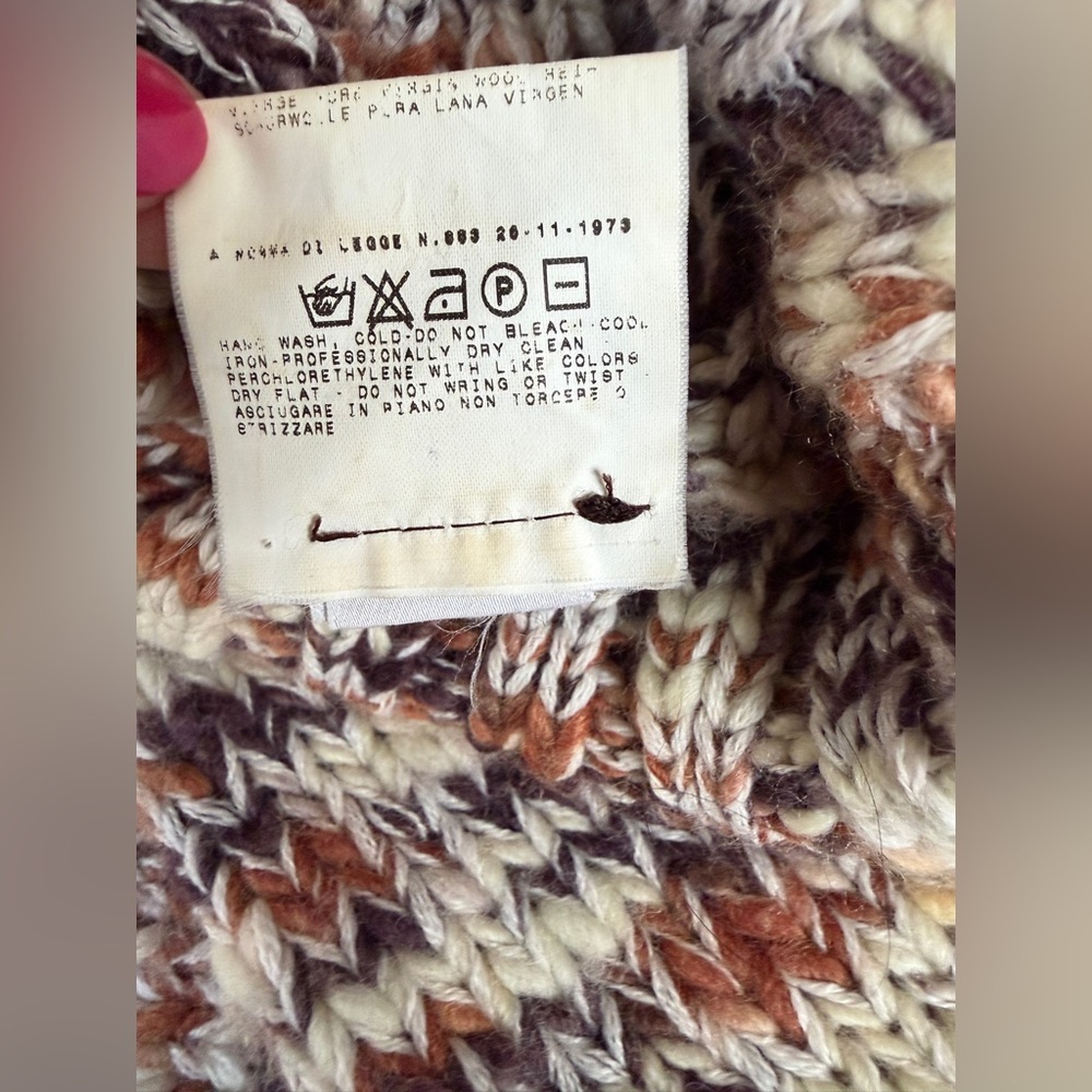 Vintage D&G Dolce & Gabanna Turtleneck Sweater Chunky Wool Marled‎ Leather Logo - Picture 7 of 16